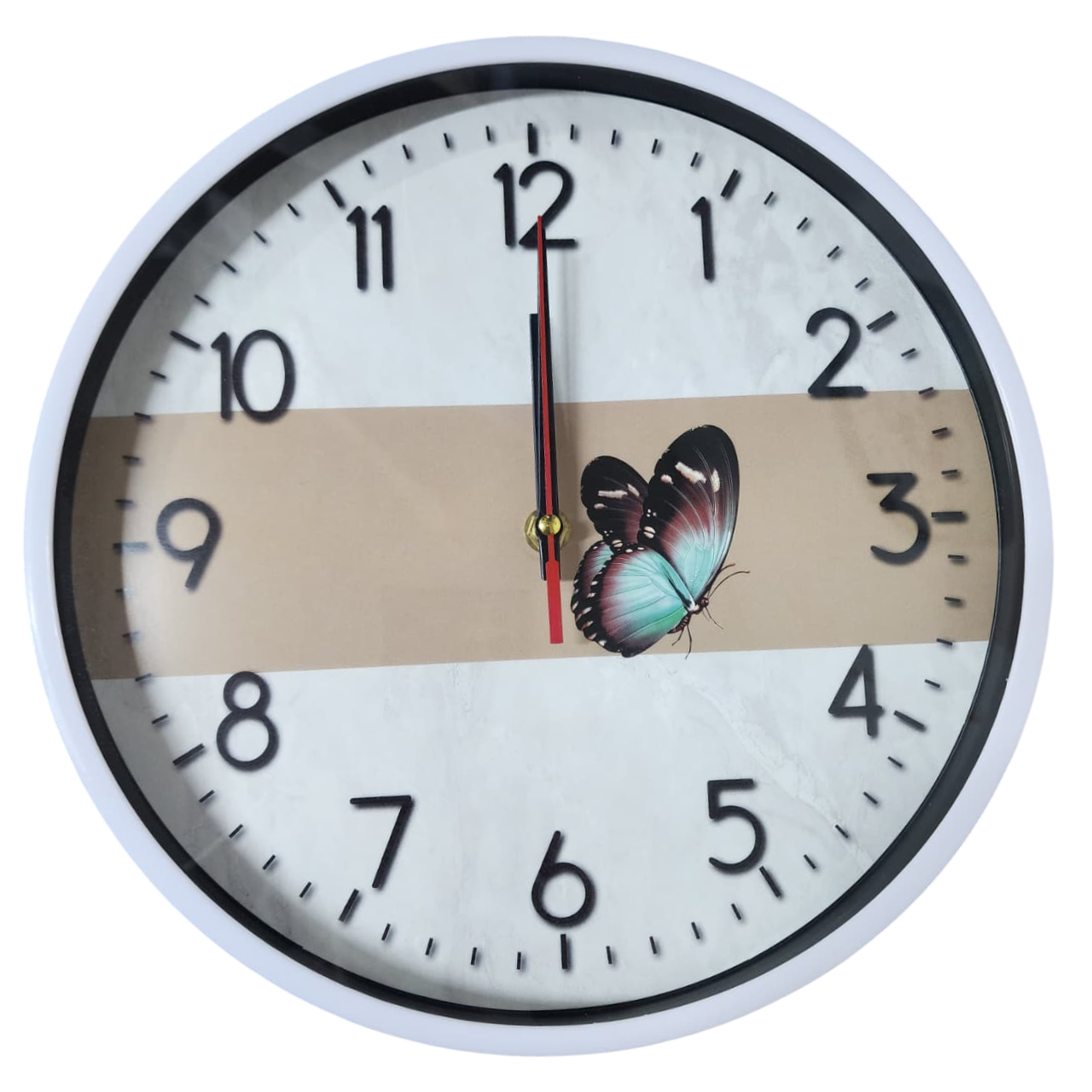 Reloj de pared de 27cm a pila AA - Mariposa
