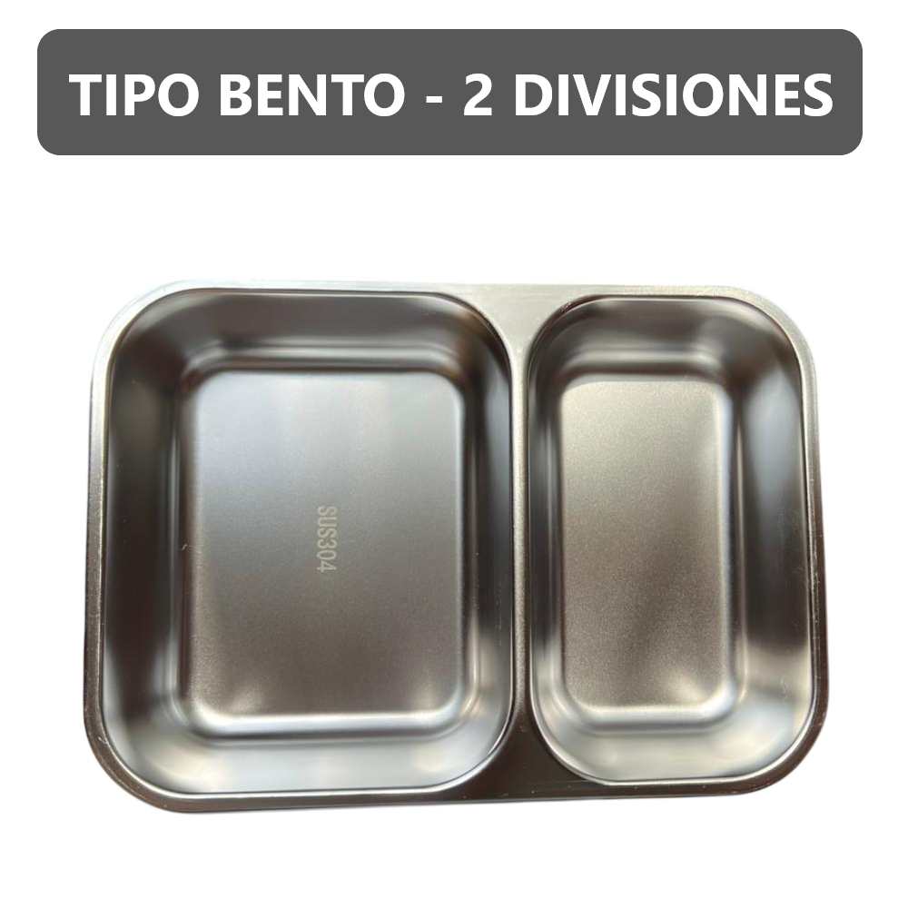 Taper Bento Acero Inoxidable 2 Divisiones 800 ml - Rosado