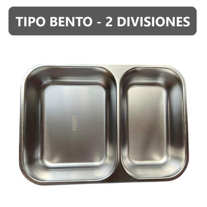 Taper Bento Acero Inoxidable 2 Divisiones 800 ml - Rosado