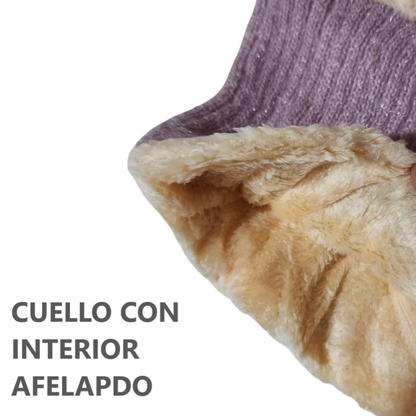 Gorro Chullo con Bufanda de lana y felpa para Invierno