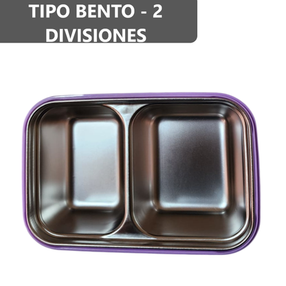 Taper Bento Acero Inoxidable 2 Divisiones 700 ml - Morado Verde