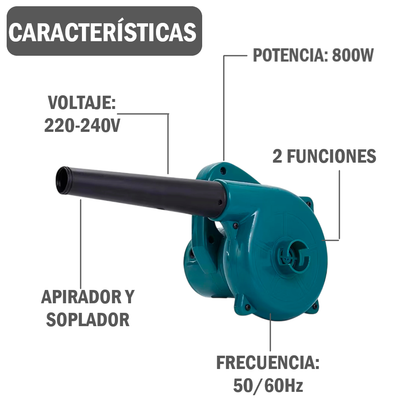 Potente Soplador y Aspirador de aire eléctrica 800 watts