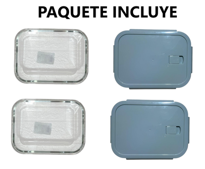KIT 2 TAPER DE VIDRIO RESISTENTE 1500ml - CELESTE