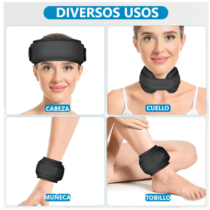 Compresa fría y caliente para reducir dolor en cuello cabeza