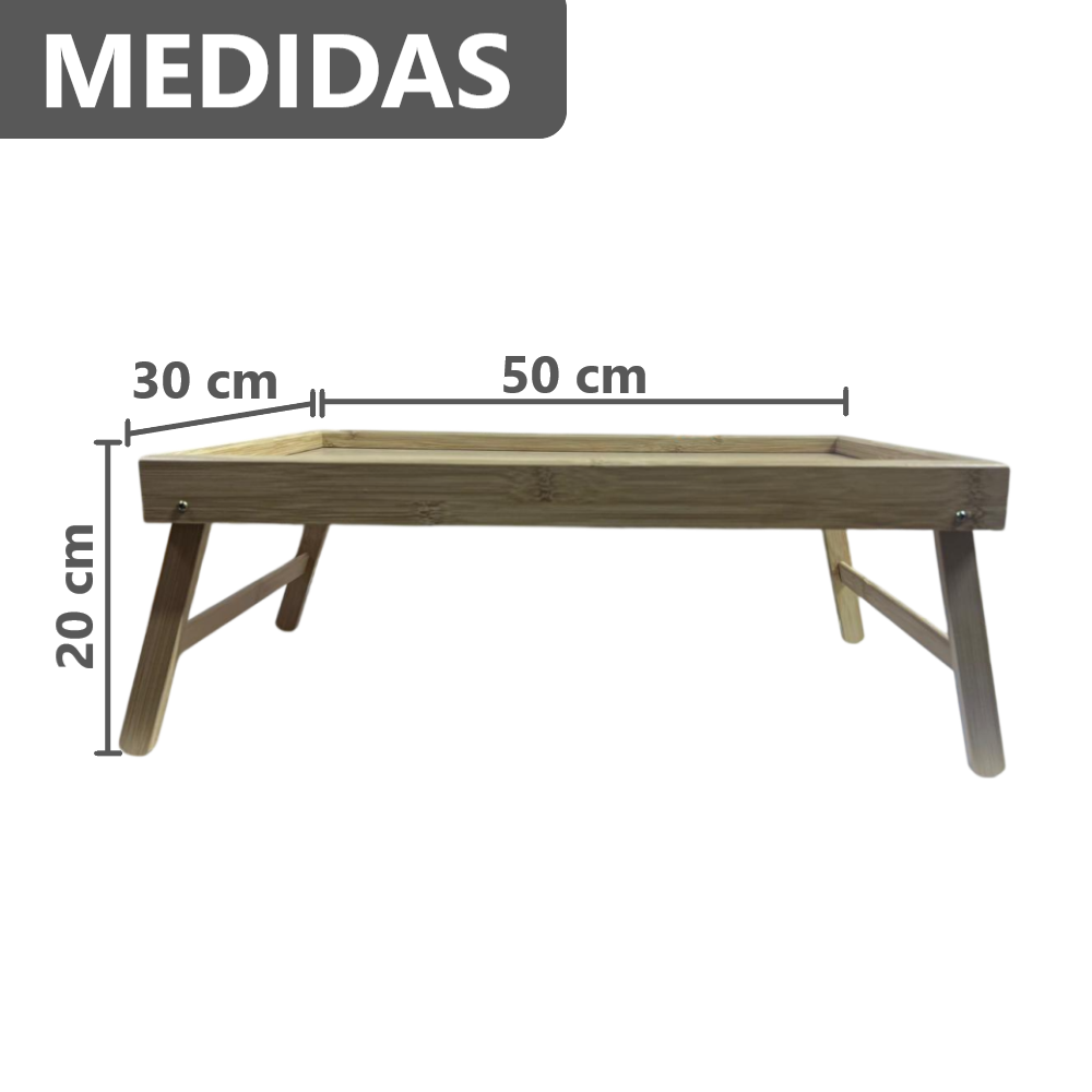 Bandeja Mesa de Cama de bambú para servir sala de estar dormitorio - 50x30cm
