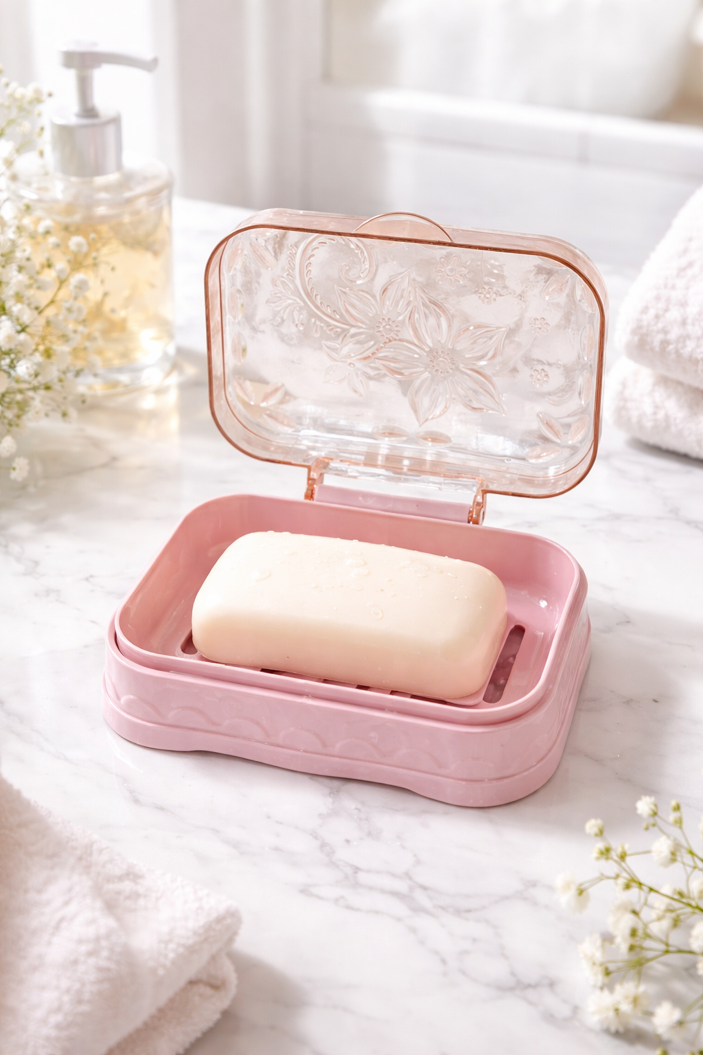 3 Jaboneras con diseño a flores