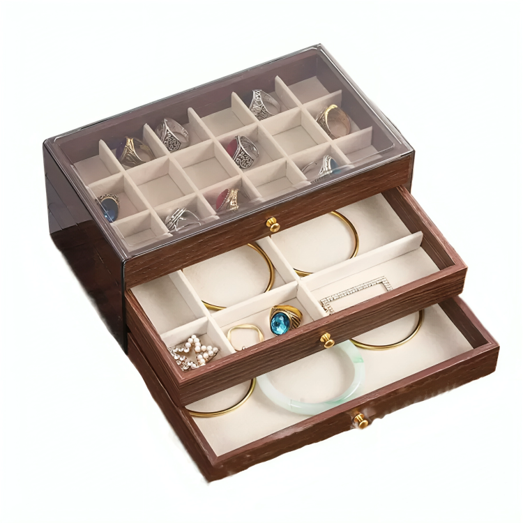 Joyero Organizador de joyas con 3 cajones y divisores