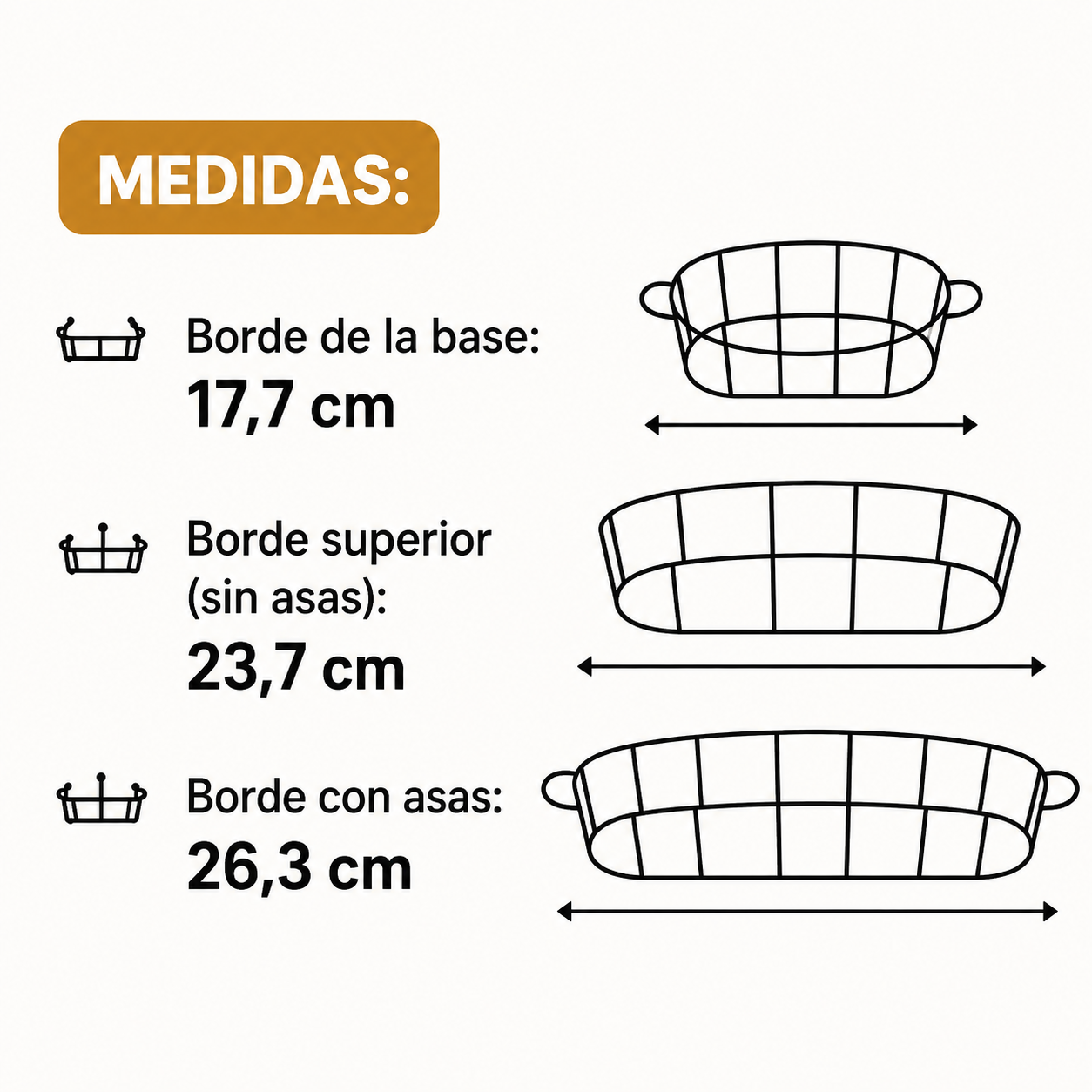 Pack x3 Paneras Redonda de Metal con tela desmontable
