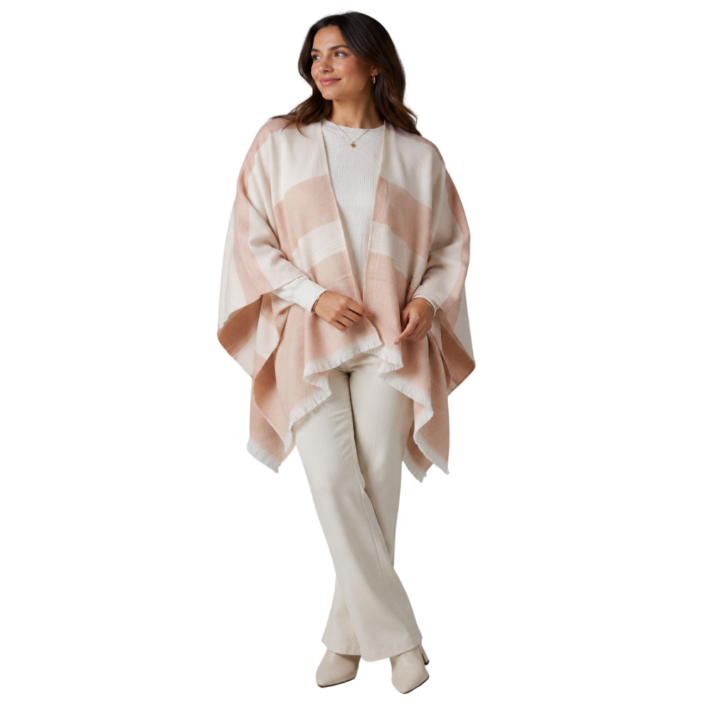 Capa Poncho Pashmina para mujer de invierno Casual / Beige / Talla única