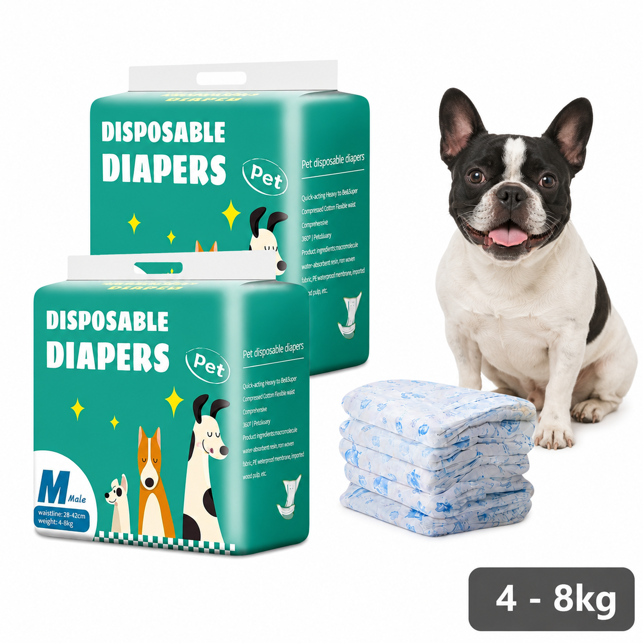 Pack x2 Pañales desechable Absorbente Para Perro Macho 12 unidades - talla M