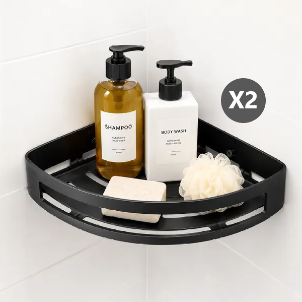 Kit 2 Repisas Esquinero De Acero Inoxidable clasico - Negro