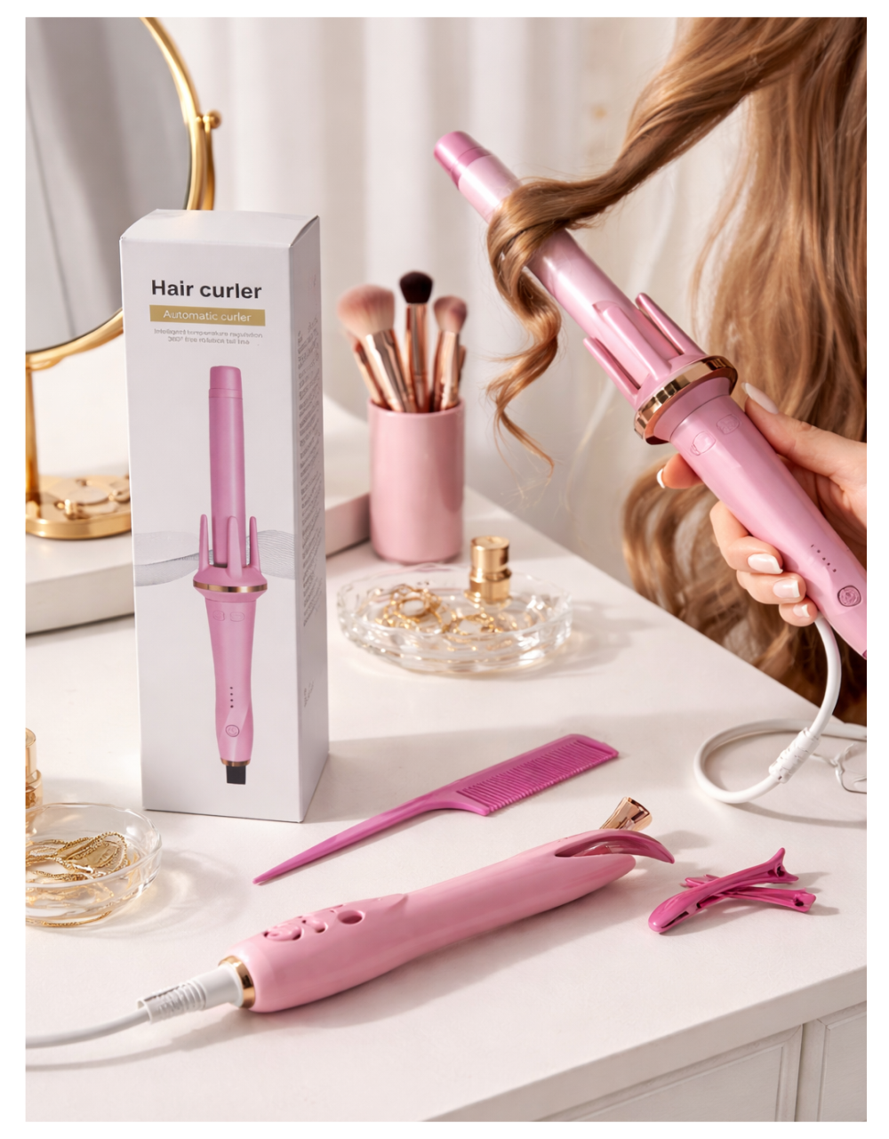 Rizador Giratorio de cabello para mujer portátil DE 60W