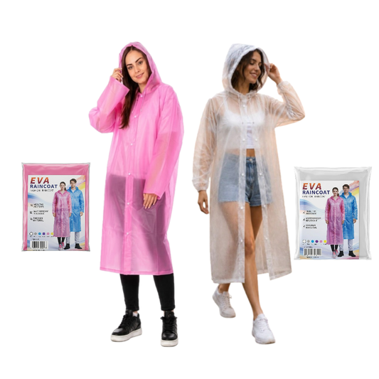Pack x2 Ponchos Ligero Impermeable con capucha y botones Adulto Unisex