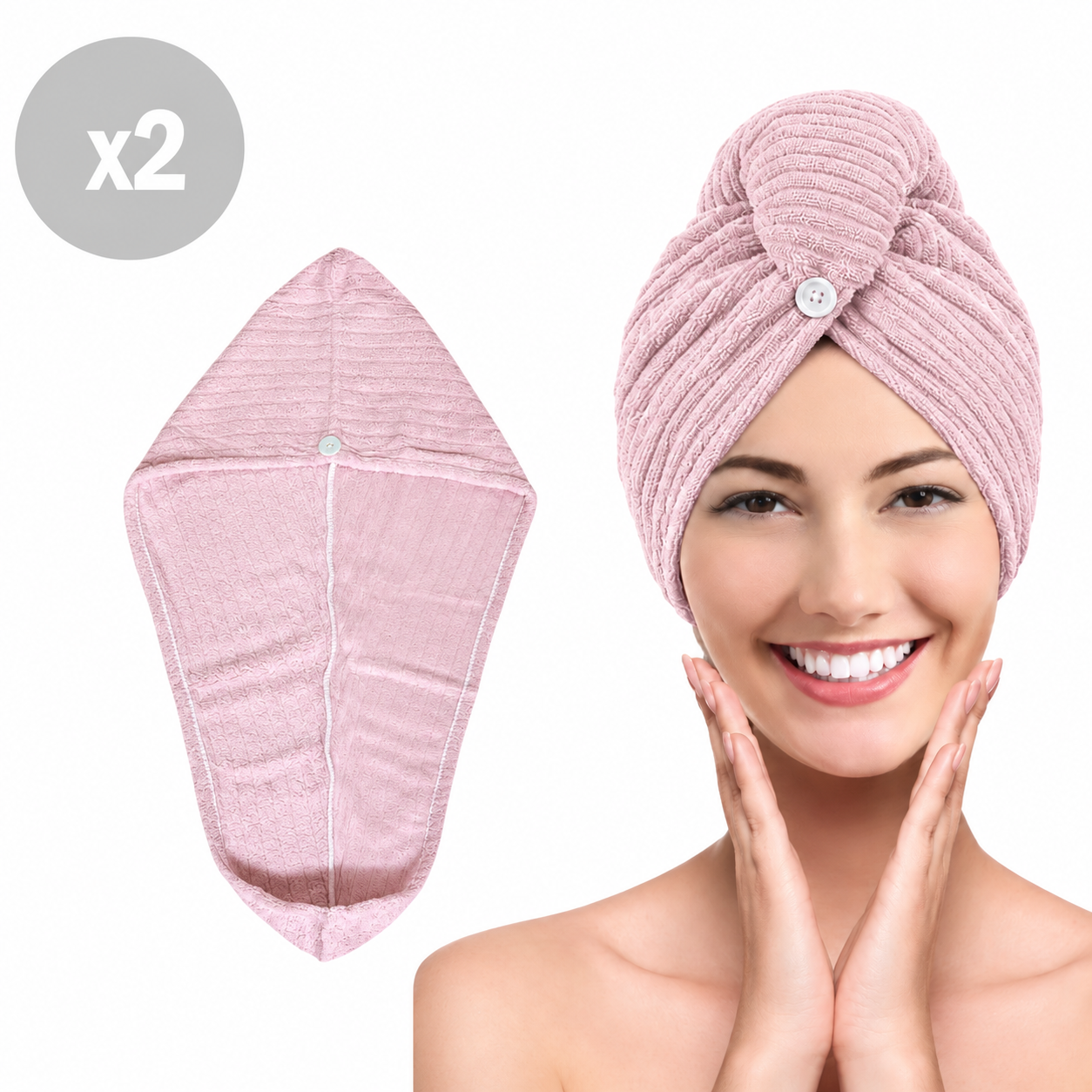 Pack x2 Toallas microfibra absorbente para cabello