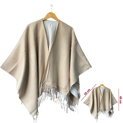 Capa Poncho Pashmina para mujer de invierno Casual / Beige / Talla única