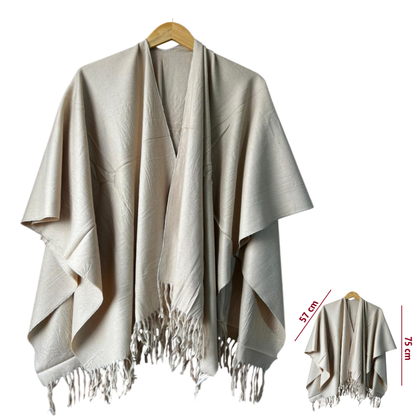 Capa Poncho Pashmina para mujer de invierno Casual / Beige / Talla única