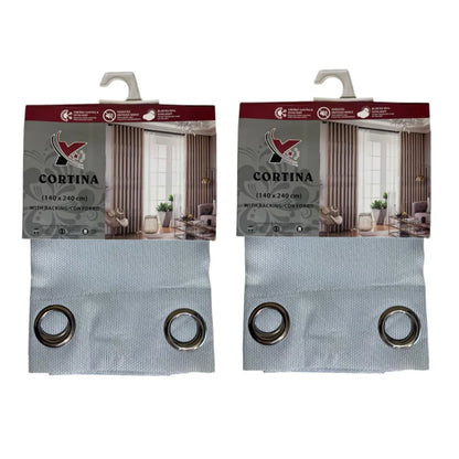 Pack x2 cortinas de 140x240cm con 8 ojales - Celeste 36
