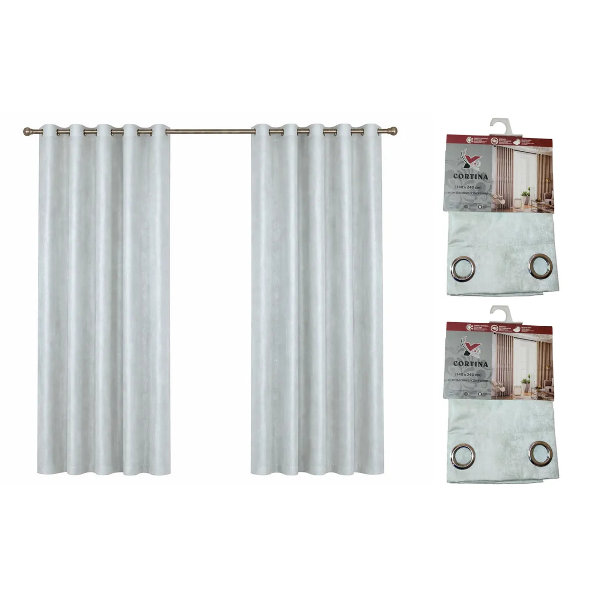 Pack x2 cortinas de 140x240cm con 8 ojales - VERDE29
