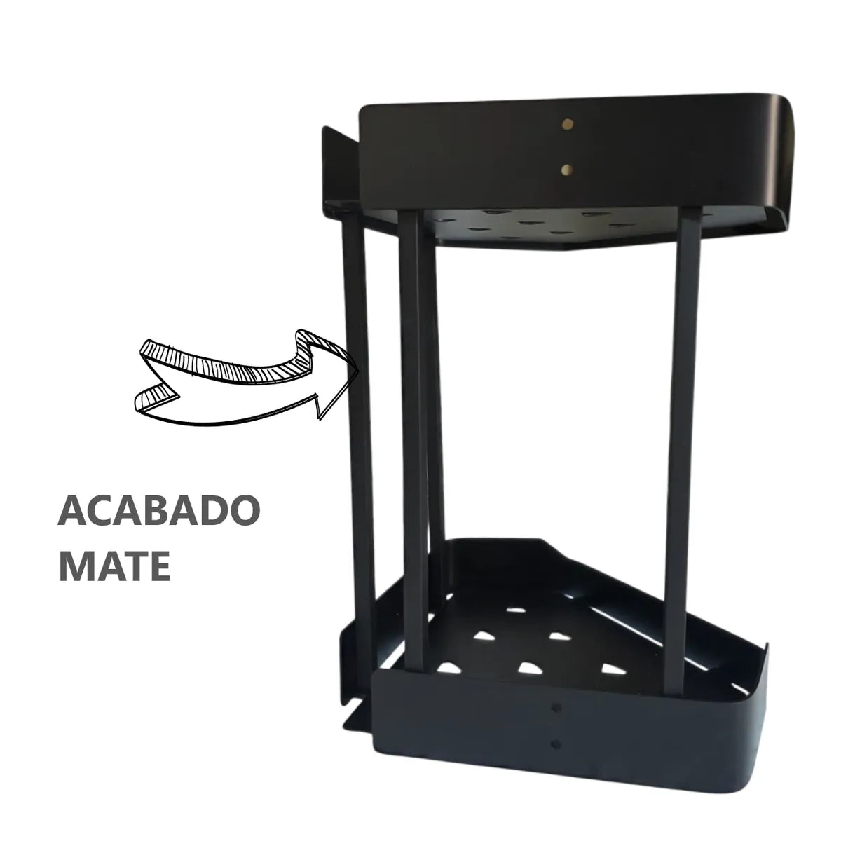 Repisa esquinero 2 niveles de baño ducha de acero inoxidable color negro mate