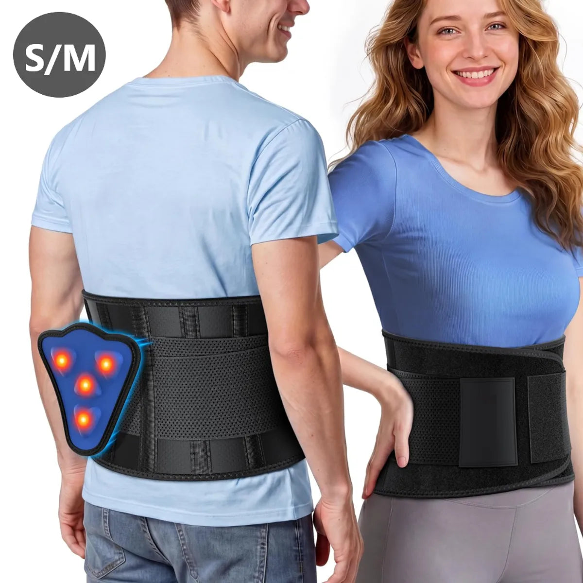 Faja de soporte Lumbar para Cintura con Almohadilla Removible Ergonómico - S/M