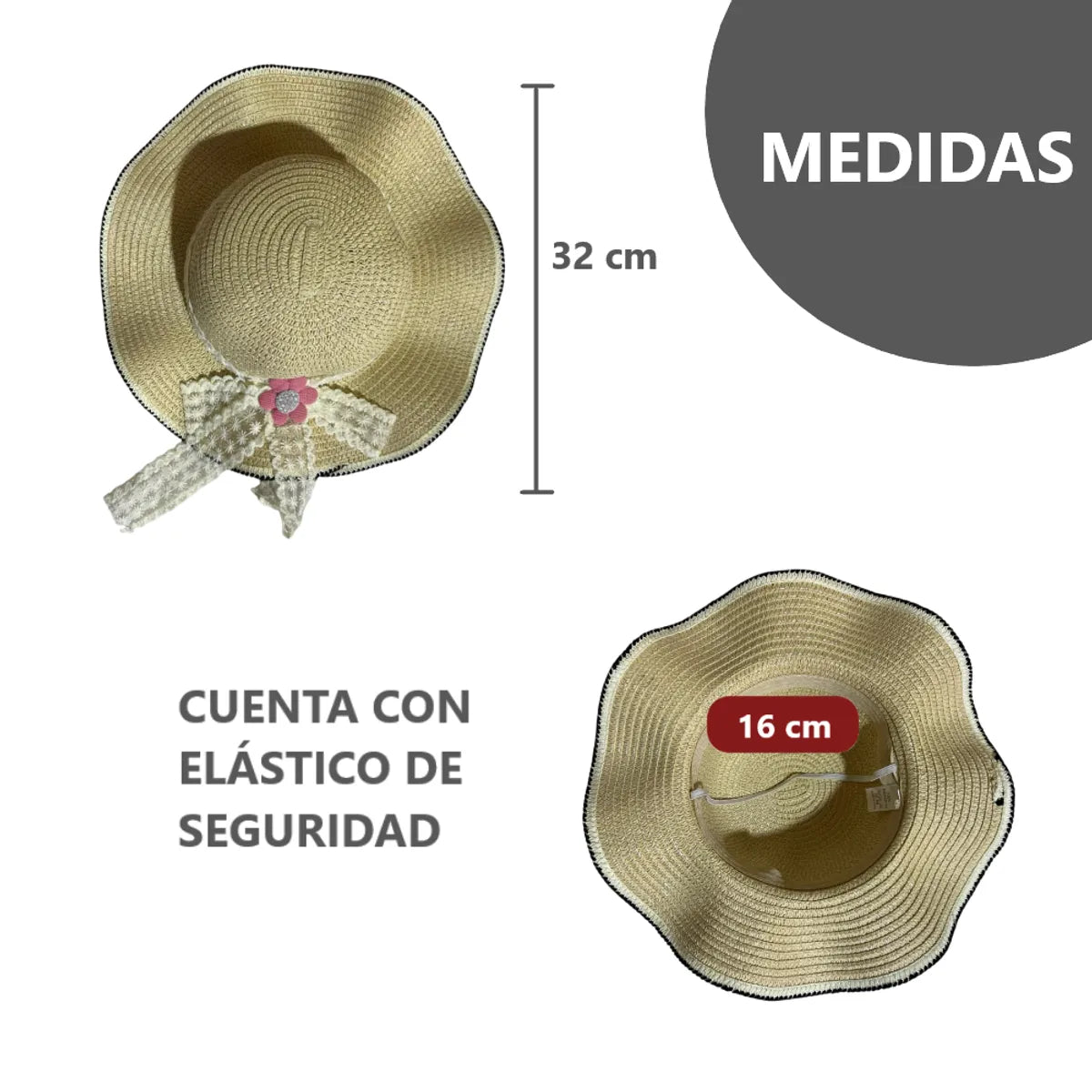 Sombrero para el sol de ala ancha para niñas