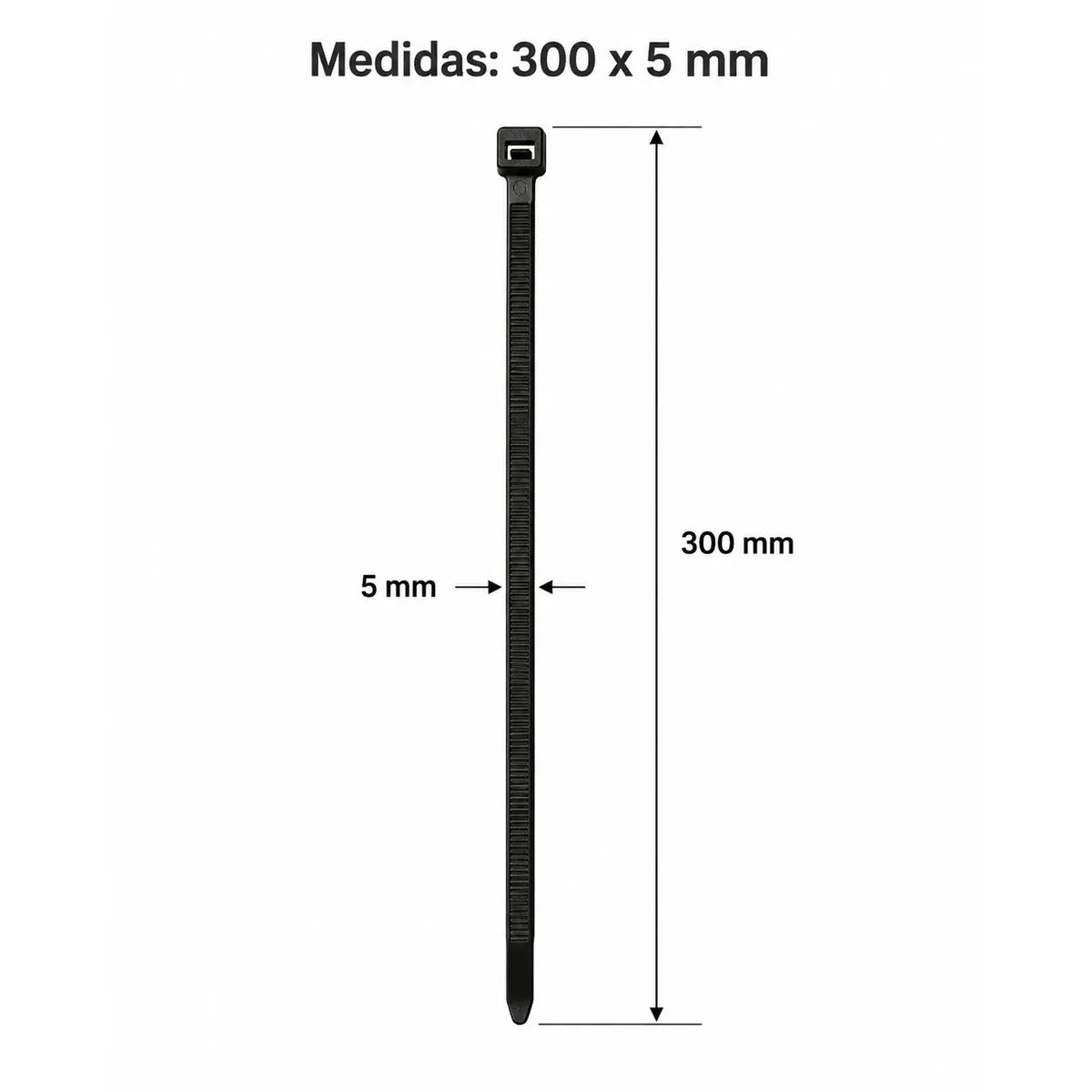 Pack x200 Precintos de Seguridad 300mm x 5mm - Negro