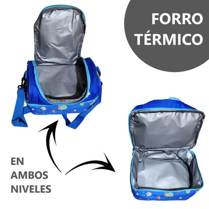 Lonchera térmica infantil con doble compartimento - Diseño Kawaii