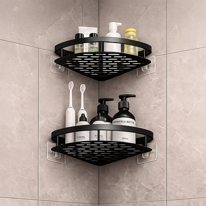 Kit 2 Repisas Esquinero De Aluminio Para Baño - Negro