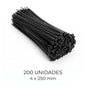 Pack x200 Precintos de Seguridad 250mm x 4mm - Negro