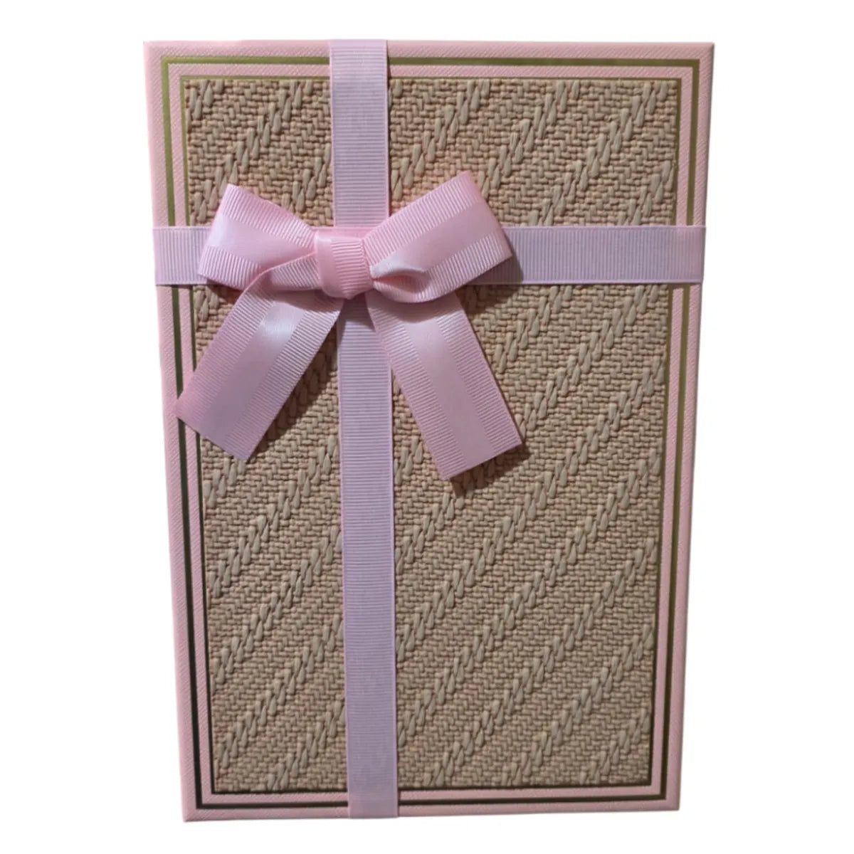 Set de 3 Cajas de Regalo Rectangulares Rosado con Lazo de Satén y Detalles Dorados - 23 x 15 cm