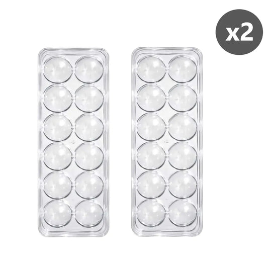 Pack x2 Organizador dispensador de acrílico para huevos 12 espacios - transparente