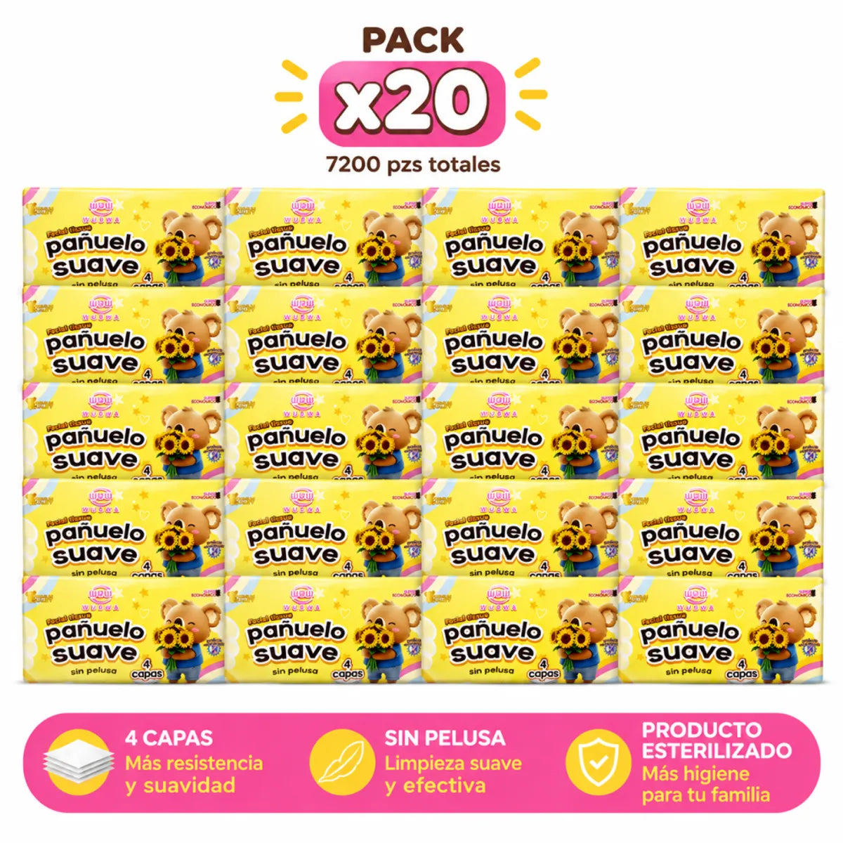 20 Paquetes con 360 Servilletas de papel tissue Desechables