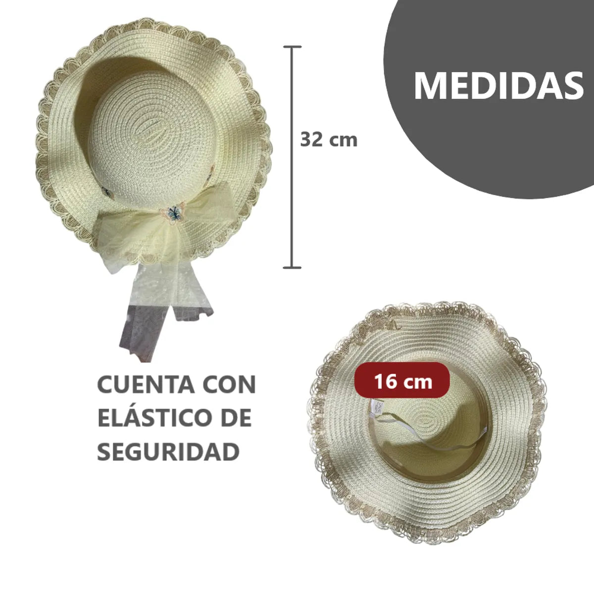 Sombrero para el sol de ala ancha para niñas
