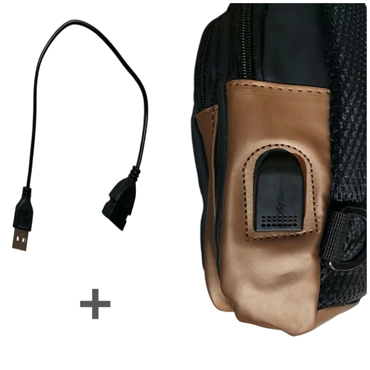 Morral canguro pechera elegante y versátil con entrada y cable USB
