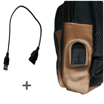 Morral canguro pechera elegante y versátil con entrada y cable USB