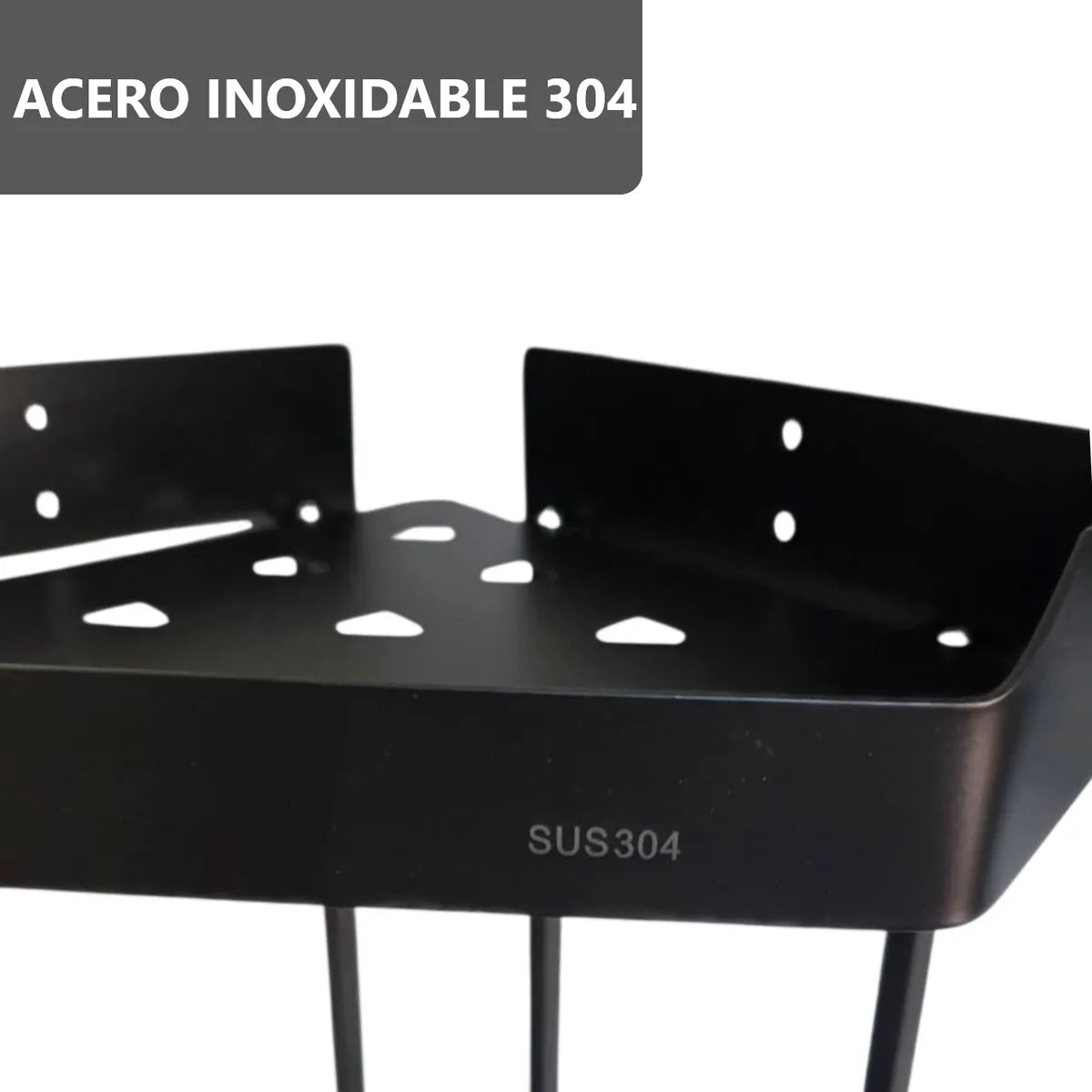 Repisa esquinero 2 niveles de baño ducha de acero inoxidable color negro mate