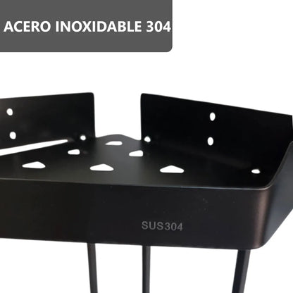Repisa esquinero 2 niveles de baño ducha de acero inoxidable color negro mate