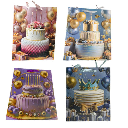 Pack x4 BOLSA DE REGALO 32CM CON 4 DISEÑOS