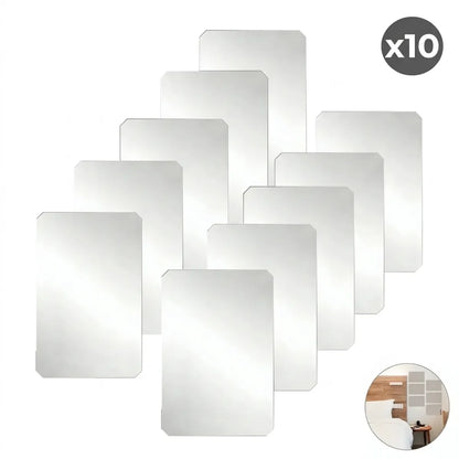 Pack x10 Espejos Adhesivo Rectangular Decorativo Sticker - 30cm x 20cm