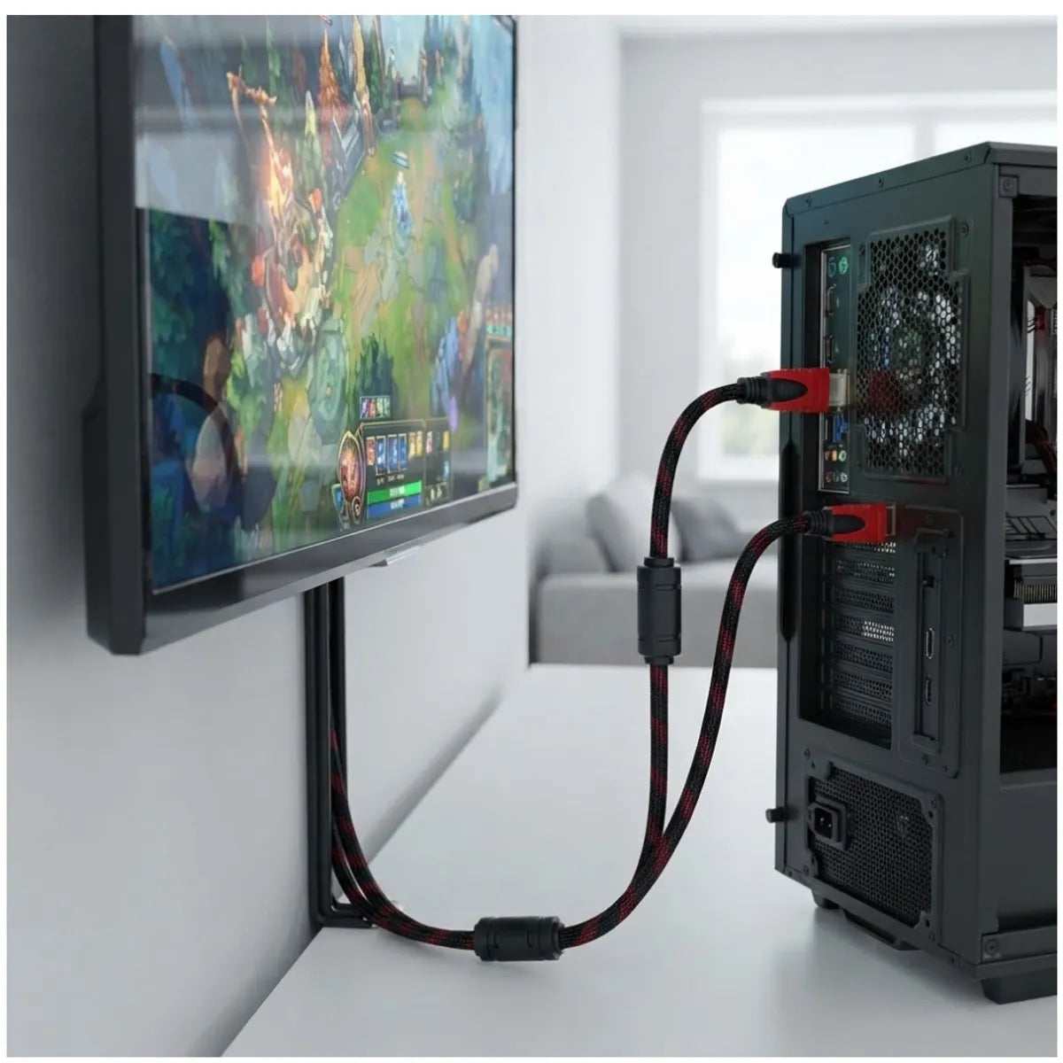 Cable HDMI Alta Velocidad de 5 Metros Trenzado | Full HD 1080P para TV, PC y Consolas