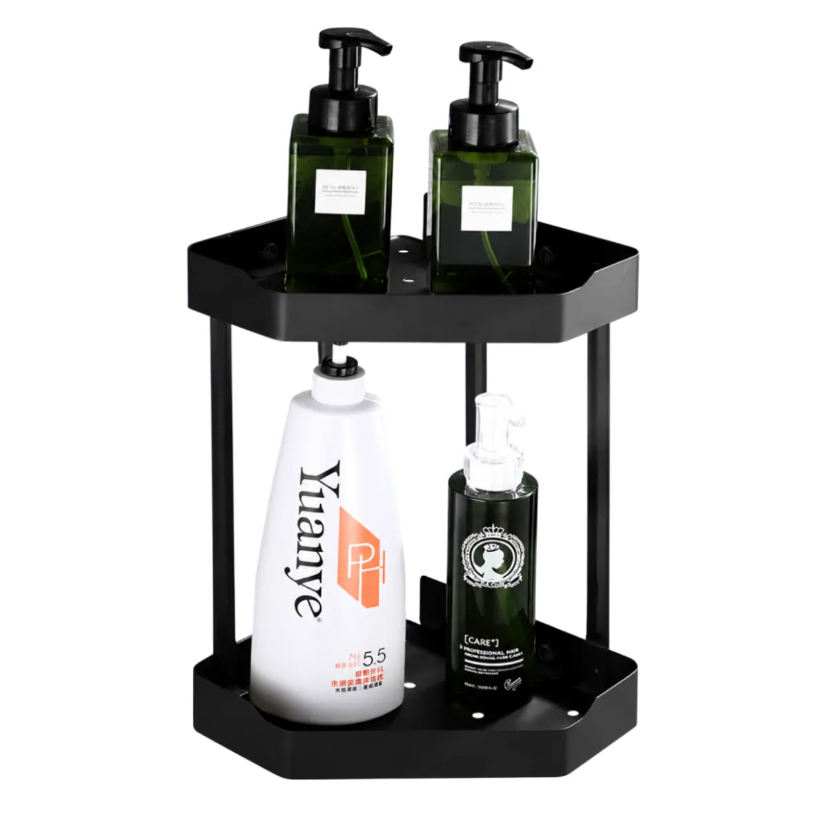 Repisa esquinero 2 niveles de baño ducha de acero inoxidable color negro mate