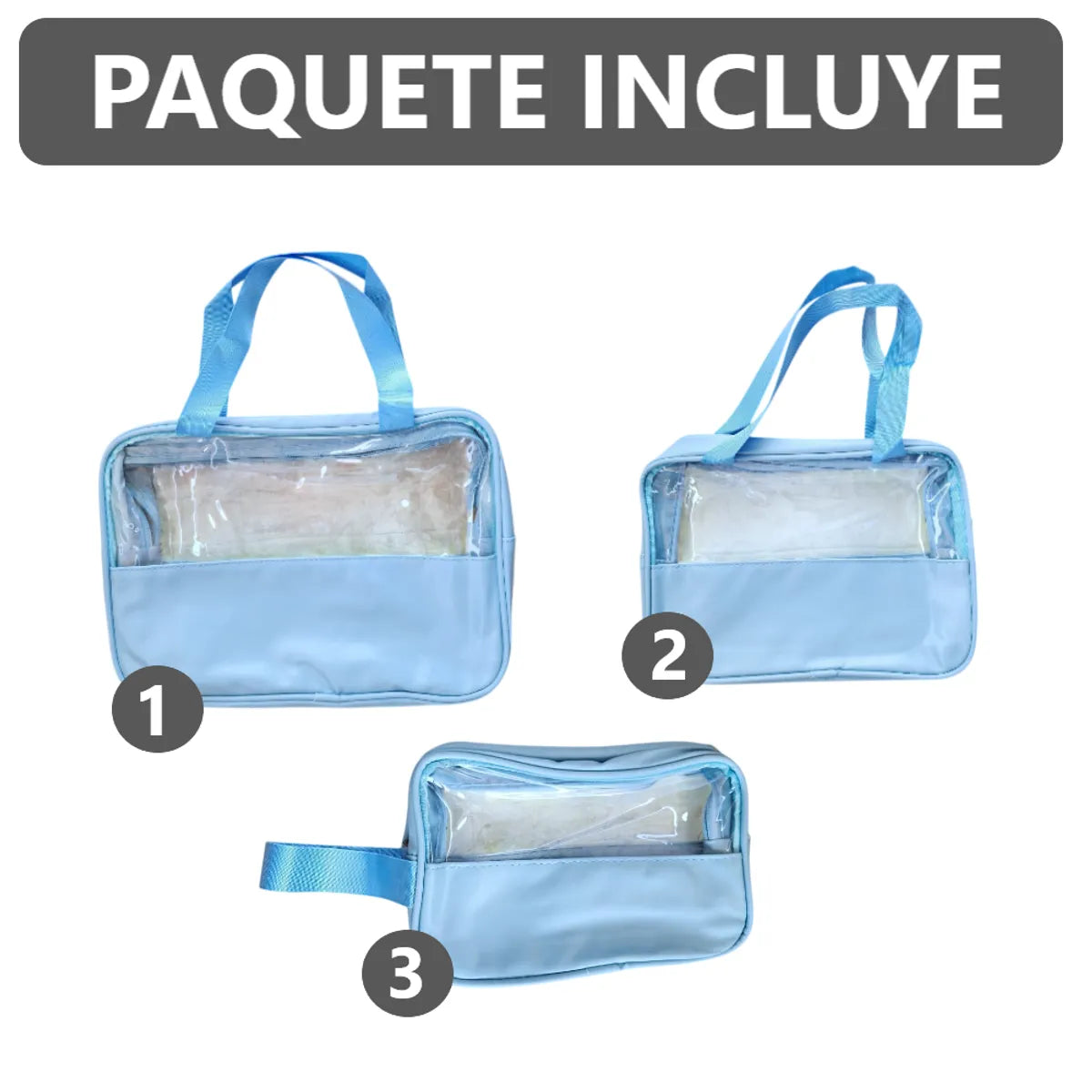 Kit 3 en 1 Bolsas de Maquillaje estuche neceser - 30x20x12 cm