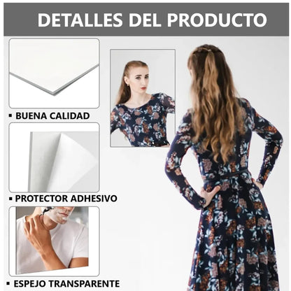 Pack x10 Espejos Adhesivo Rectangular Decorativo Sticker - 30cm x 20cm
