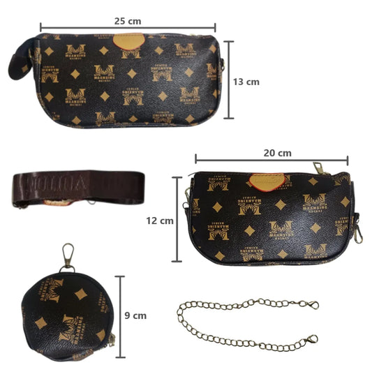 Kit de Cartera 3 en 1 con Doble Correa e Intercambiable