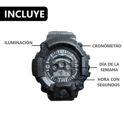 Pack x2 relojes pulsera con luz cronómetro y fecha - 3C