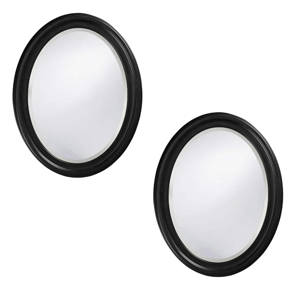 Pack x2 Espejos de Pared Ovalado Negro Mate - 48 cm