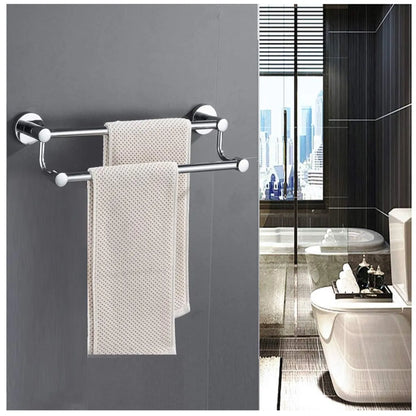 Toallero Rectangular de Acero Inoxidable Plateado Brillante - 60 x 16 cm