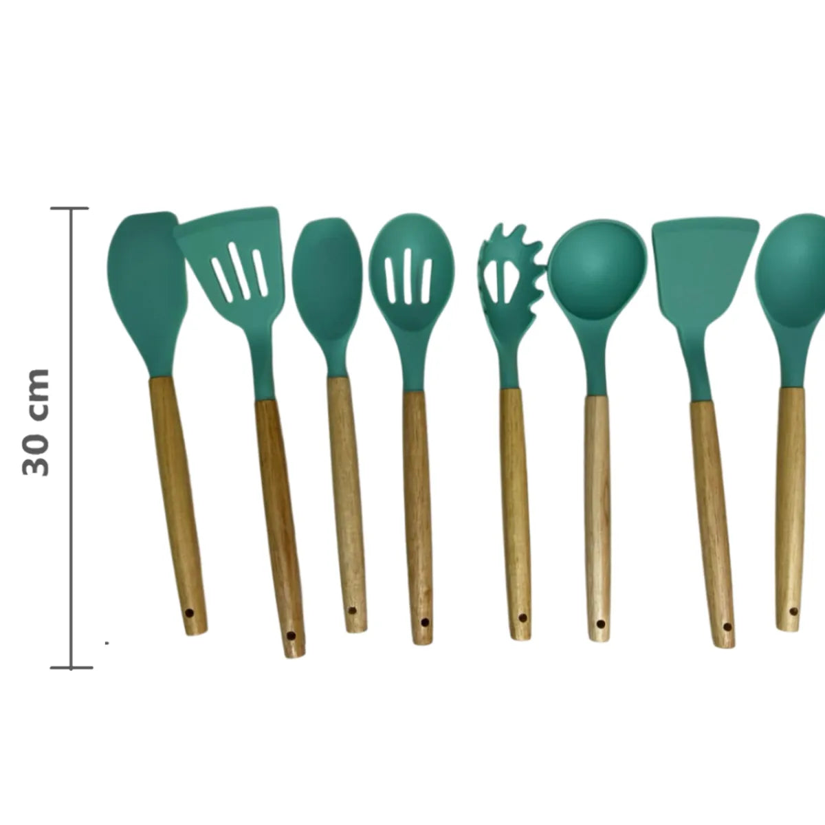 Kit de Utensilios de Cocina 12 Piezas Hecho de Silicona y Mango de Madera