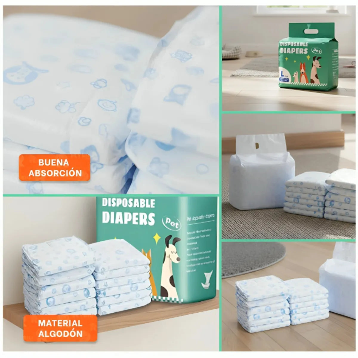 Pack x2 Pañales desechable Absorbente Para Perro Macho 12 unidades - talla M