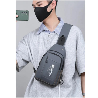 Morral canguro pechera elegante y versátil con entrada y cable USB